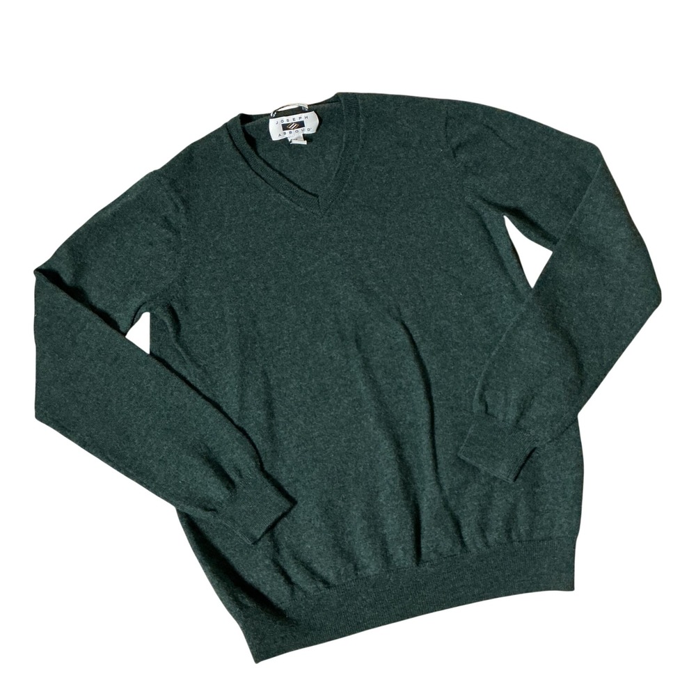 Joseph Abboud Merino Wool V-Neck Sweater Mens M Green Pullover Dark Academia